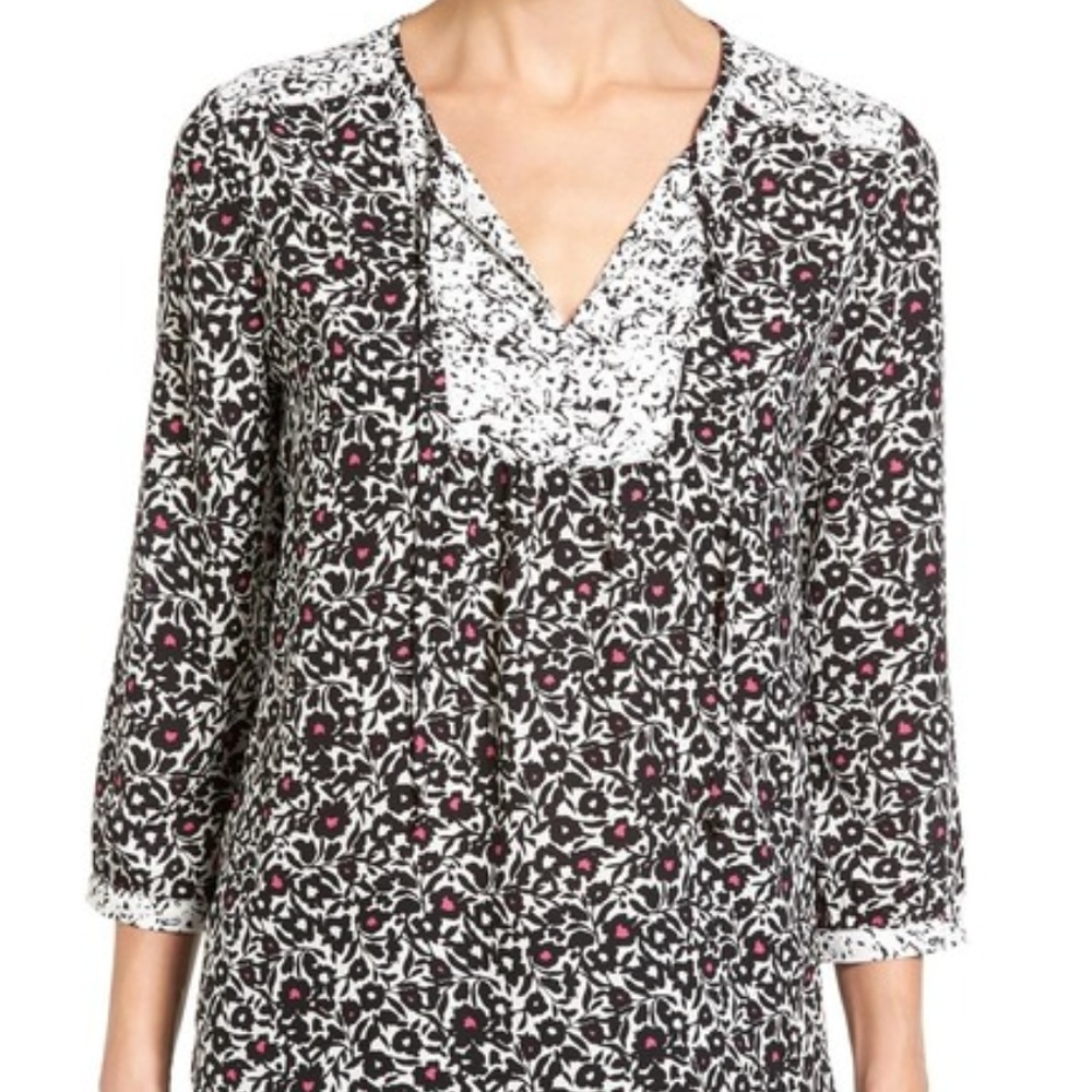 NYDJ women M Patchwork Mosaic print‎ split neck boho peasant vacation